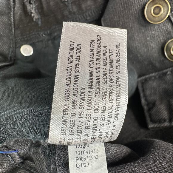 Wild Fable Jeans WMNS 00 Black Denim Easy Rigid High Rise Straight Button Fly - Picture 7 of 11